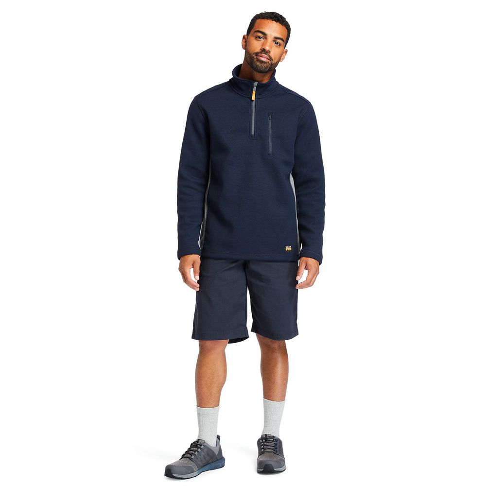 Sudadera Timberland Argentina Hombre - Pro® Studwall Quarter-Zip Textured Fleece - Azul Marino - QVJ